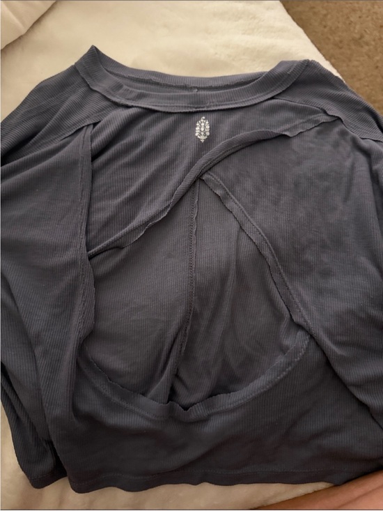 FP Movement by Free People Tops - FP Movement by Free People Long Sleeve Ribbed Top in Slate Blue w Cutout Back